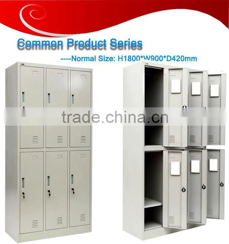 Cold-rooling steel lockers/furniture for clothing store 6 door clothes locker 6 door steel clothes locker School Metal Wardrobe