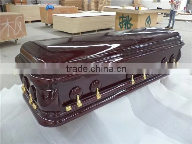 Mahogang material imported from US luxury solid wood funeral coffin casket
