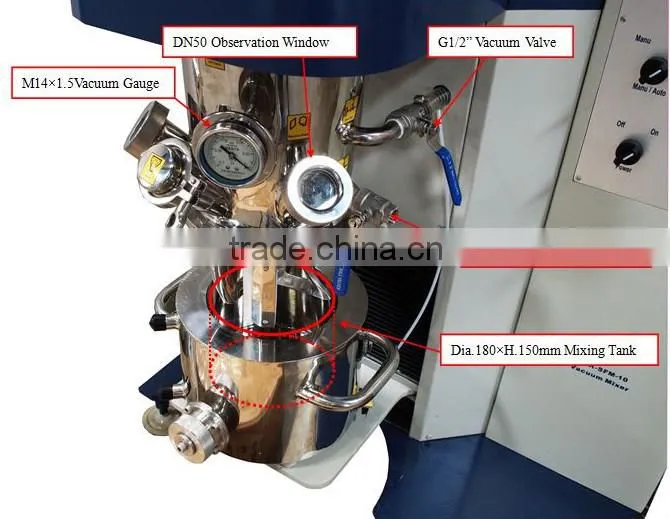 2 Liter Tri-Shaft Planetary Vacuum Mixer with Vacuum Pump and PLC Touch Panel Control - MSK-SFM-10M