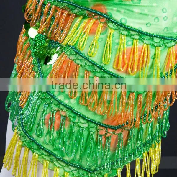 SWEGAL SGBDD130032 1COLOR green belly dance hip scarf single tassel belt