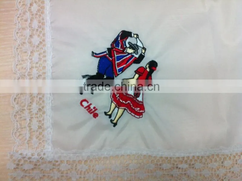 Ladies' White Embroidered Handkerchiefs with Lace