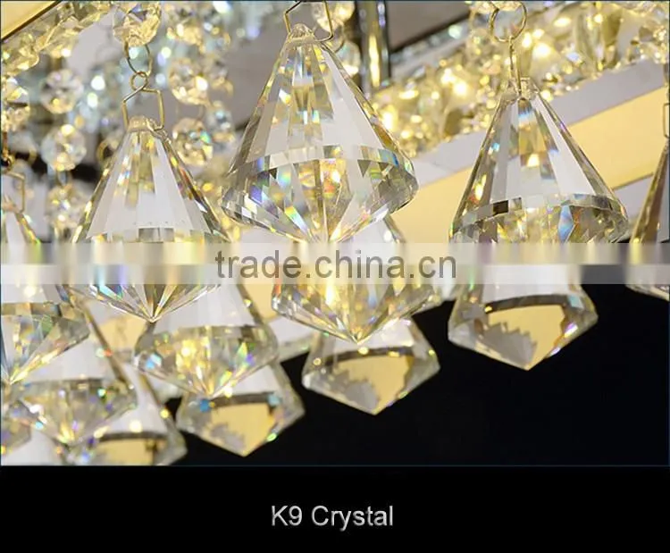 Modern Crystal Ceiling Lights K9 Crystal Steel Body Square Modern Crystal Chandelier