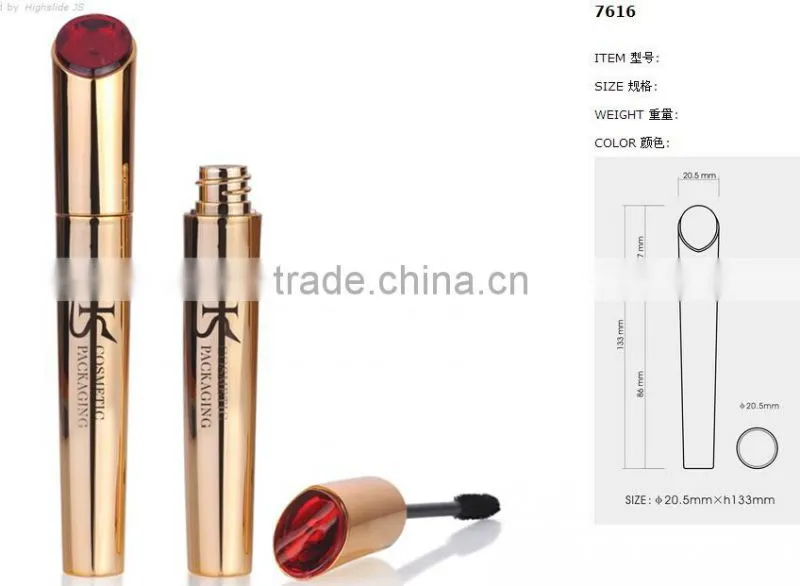 High quality golden mascara bottle with brush