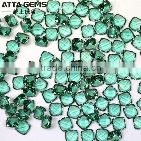 Lab Created Green Quartz 15x15mm synthetic green large quartz crystals