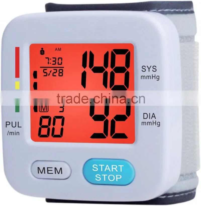 New professional wrist blood pressure monitor with backlight