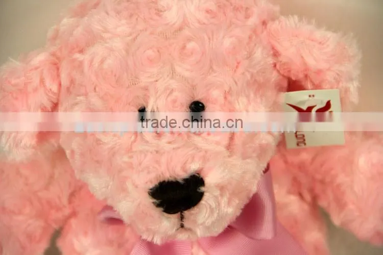 Luckiplus Hot Sale First Class Pink Bear With Pink Bowknot Safe Technology Toy For Kids