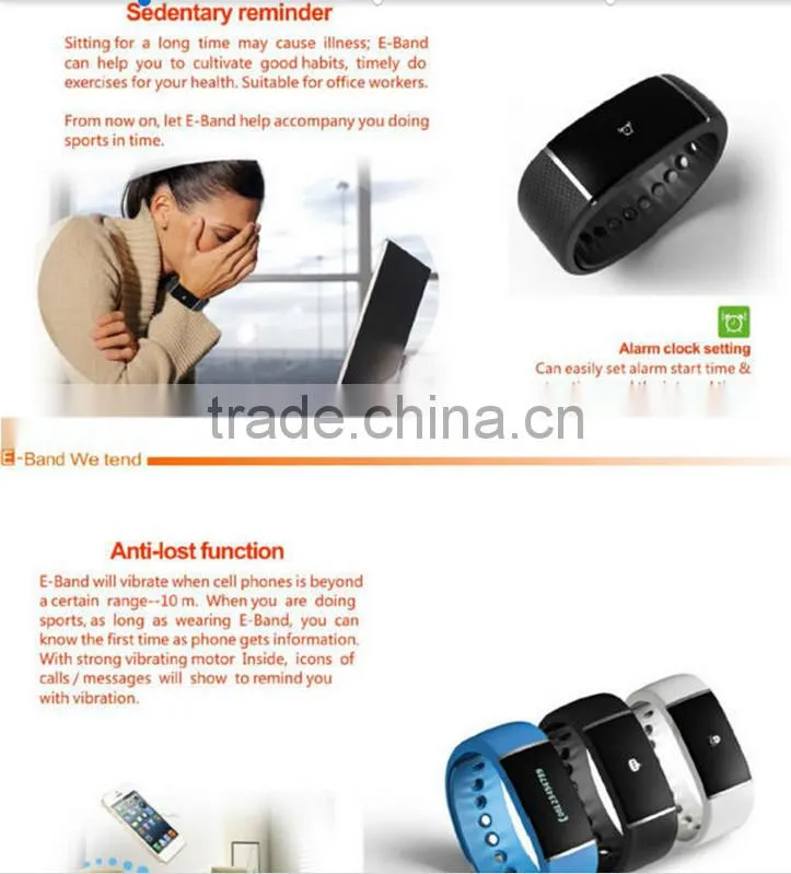 0.91 Inch OLED screen Anti-lost E-band S55 IP67 waterproof watch wristband bluetooth smart bracelet sync for smartphone
