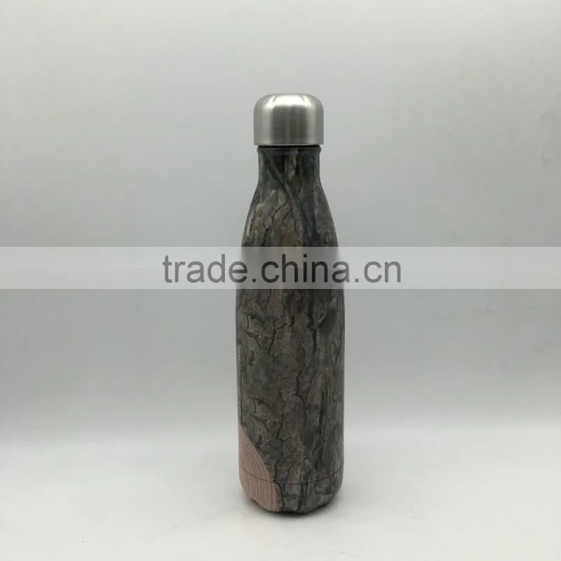 500ml Stainless steel bottle insulated bottle/ vacuum water drinking bottle leaf air transfer