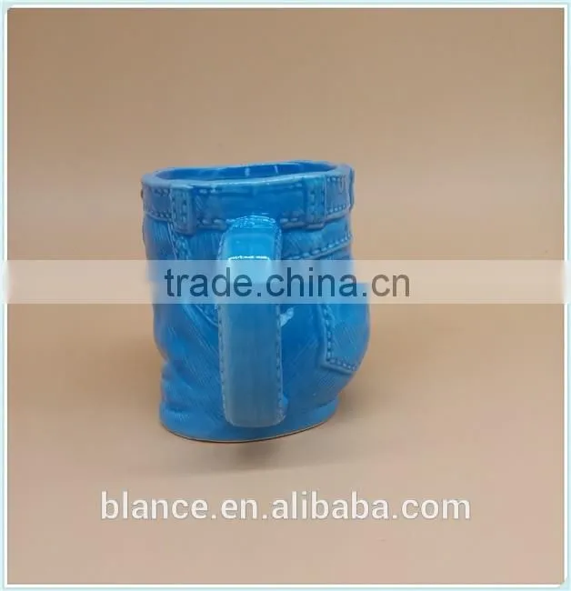 ceramic jeans mug in blue jeans design coffee cup