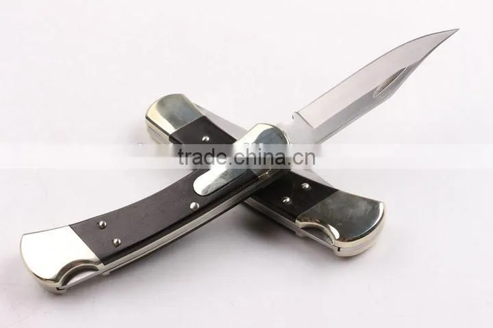 OEM 440 stainless steel folding backlock knife with brass handle