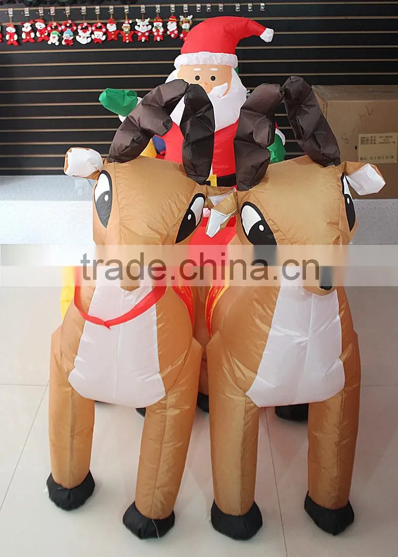 double Deer pull carts inflatable outdoor Christmas decorations