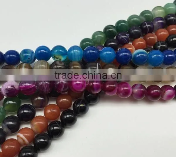 10mm dyed round smooth purple banded agate beads