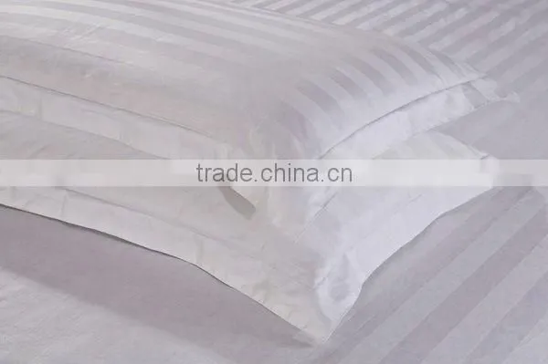 100%polyester White stripe Hotel bedding set twin , full, queen, king