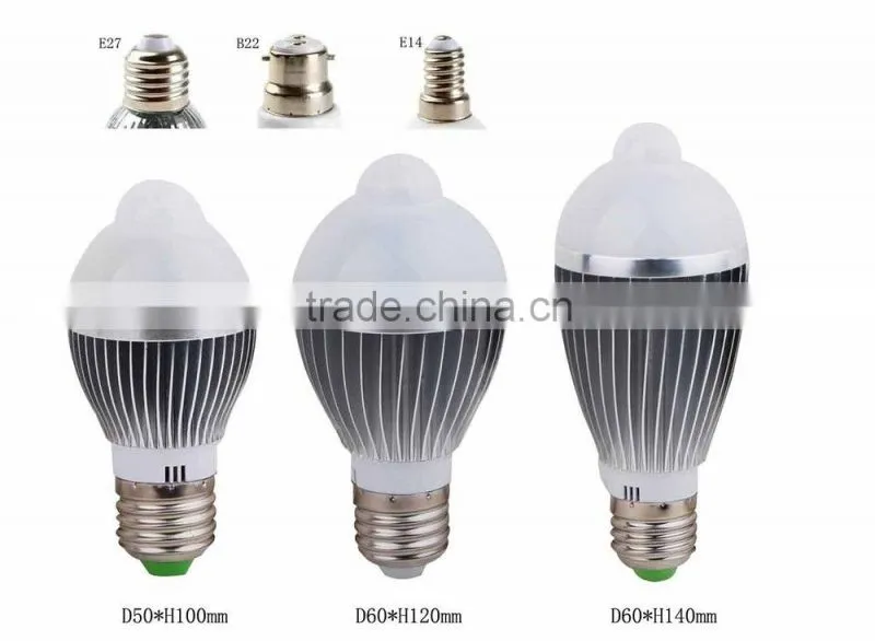 2015 new led sensor light home decor E27 B22 3W5W7W led motion sensor