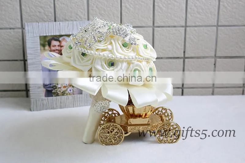 Handmade Satin Roses brooch Wedding bouquets for weddings