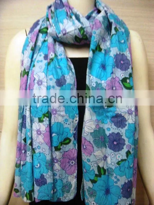Cotton Flower Printed Scarfs/Scarves Design 2013