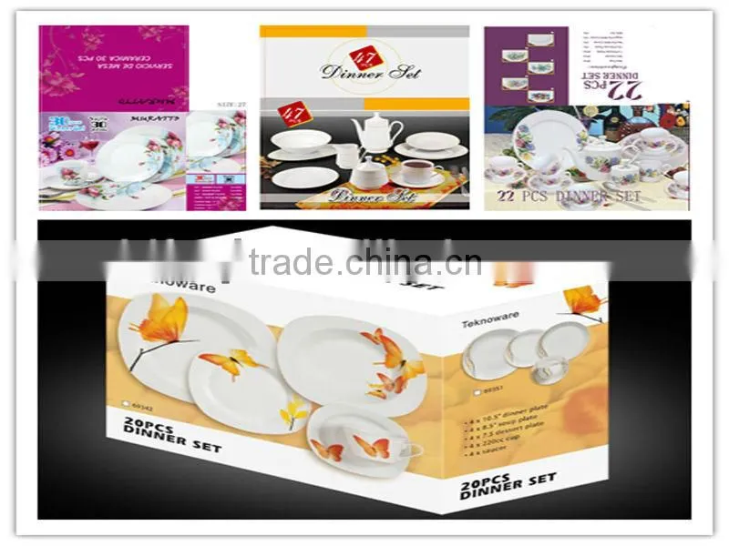 Ceramic porcelain tableware dinner sets with simple design porcelain dinnerware item square crockery dinner sets