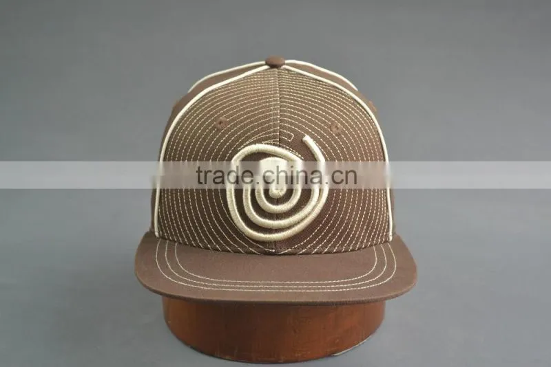 Brown customized fitted cap with logos