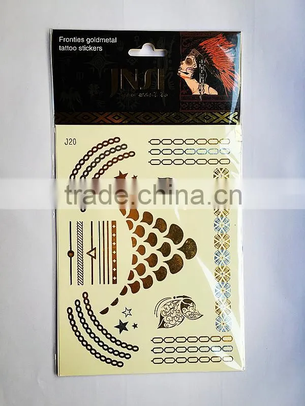 metallic flash tattoos gold silver jewelry waterproof body temporary tattoo sticker