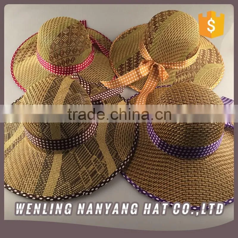 Womens Fashion Summer Straw hat Sun hat Folding Travel Beach Cap With Lovely Bow
