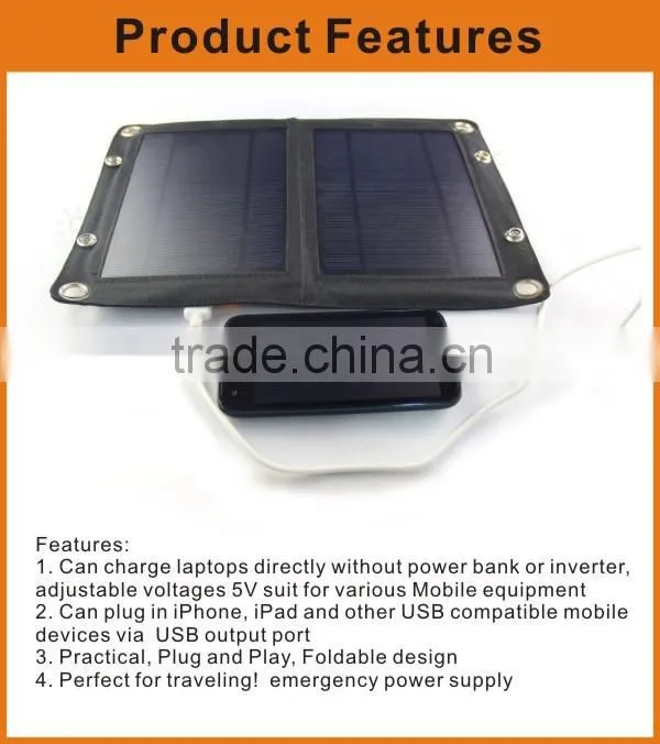 Solar power bag with 6W flexible solar panel, directly charge the sunlight