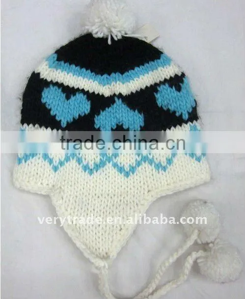Multi Stripe Beanie with Pom-pom Top, Made of Acrylic, Available in Various Colors