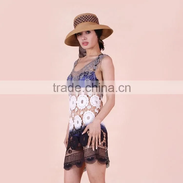 Big flower hollowed-out of bud silk dress