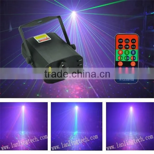 Mini laser light 300mW RGB 20 gobos and 3W blue LED light with remote control