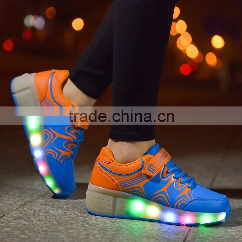 High quality roller skates USB charge led light children running sports shoes