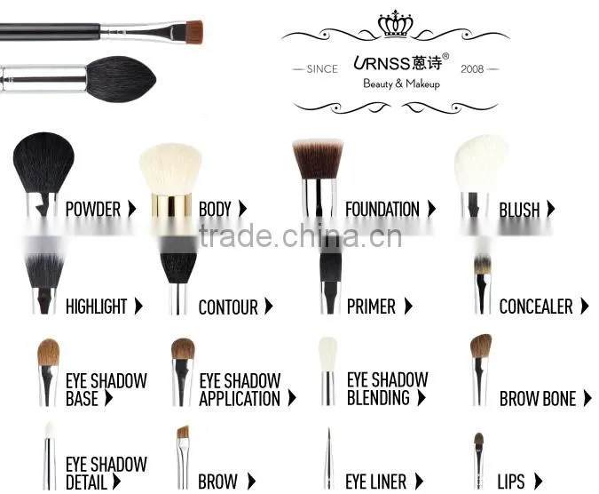 Wholesale makeup brush 7 pcs cosmetic brush set luxury gold aluminum handle private label
