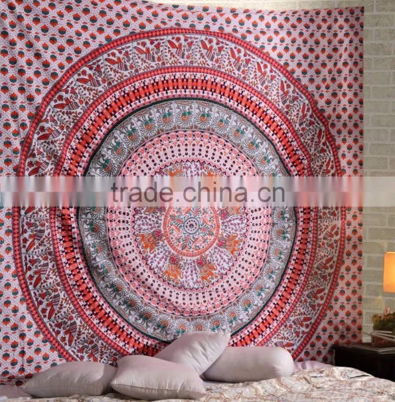 Wall Hanging Hippie Elephant Mandala Bedspread Ethnic Throw Art India Indian Tapestry