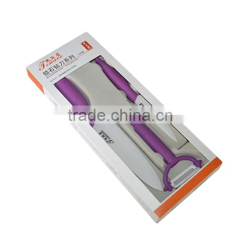 3 Piece Zircon ceramic Paring knife, fruit knife (4'+6'+slice kitchen knife)