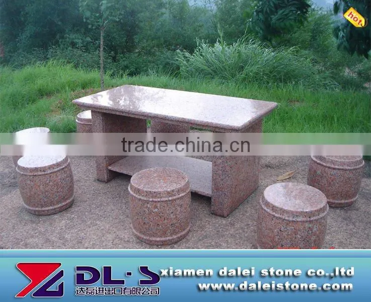 maple red granite table and chair