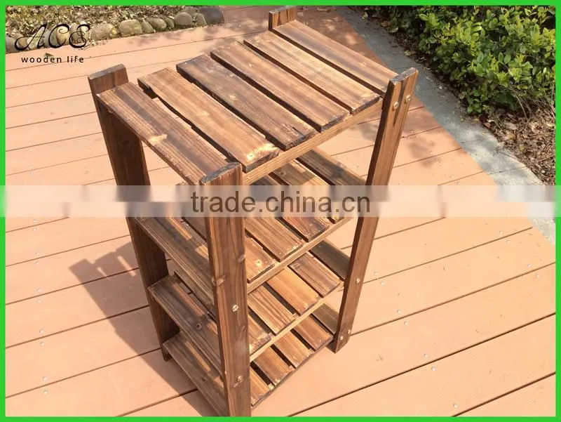 Assemble wooden garden flower shelf