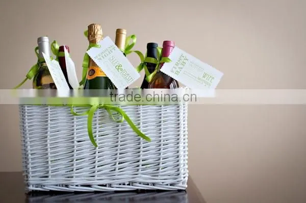 White miniture willow storage hamper with fabric