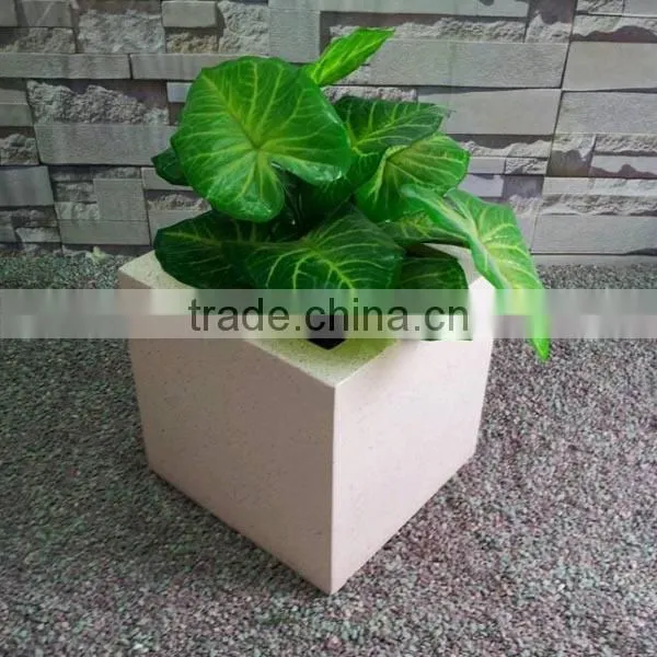 Fiberglass Modern Sandstone Smoothly Cube Planter
