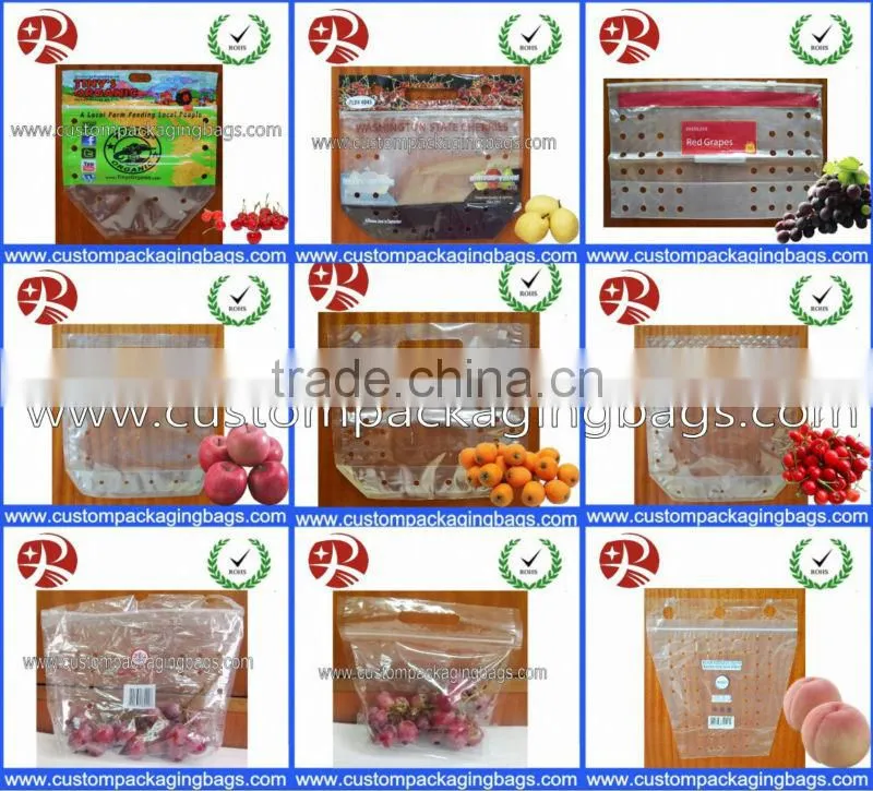 Bottom Gusset Fruit Packaging Bags Zipper Close Custom Made for Farm
