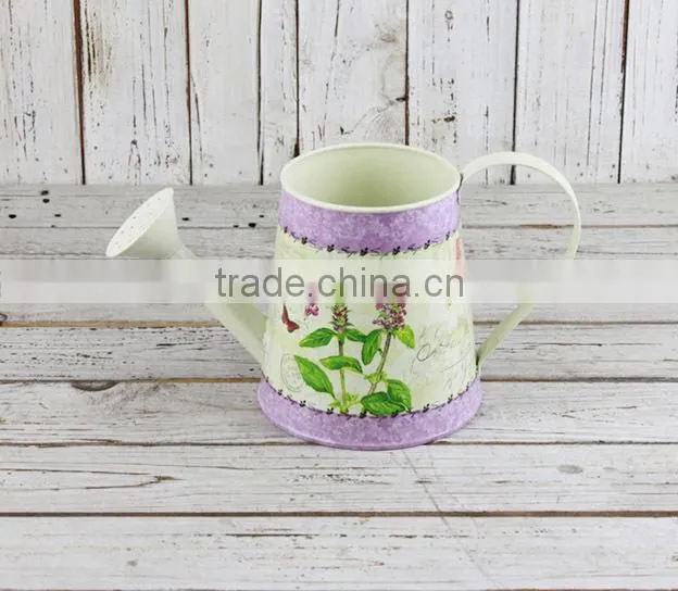 2015 paper decal metal decorated watering can indoor watering can