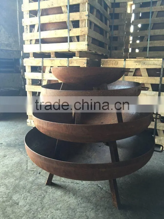 Rustic fire pit / garden fireplace / square fire bowl with base