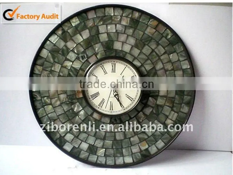 Home Decoration Casual Style Colored Glass Round Shape Wall Antique Clock