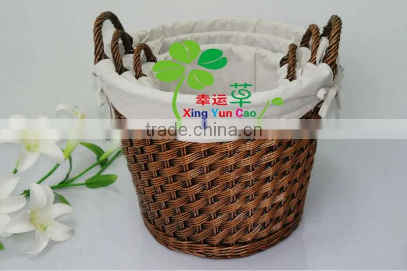 set of 3 small wicker laundry basket for home or hotel factory supply