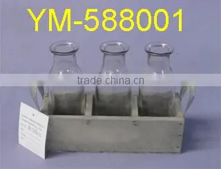 Garden product glass candle holder,Wooden Candle Holder
