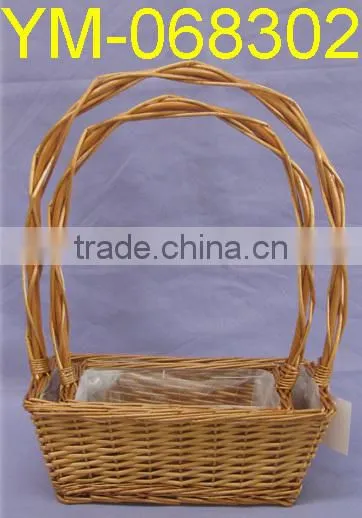 Decorative White Willow Basket for Flowers