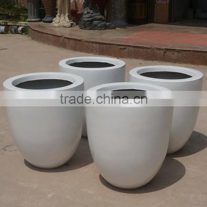 Modern white fiberglass vase pot
