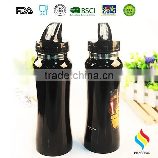 600ML stainless steel sports water bottle with straw