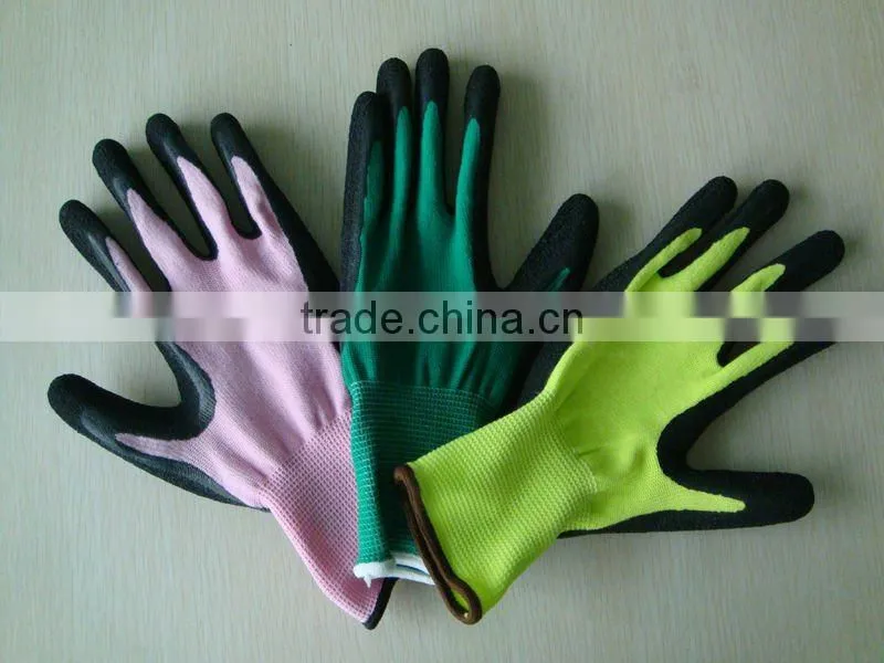 Colorful knit polyster glove latex coated ZMA0320