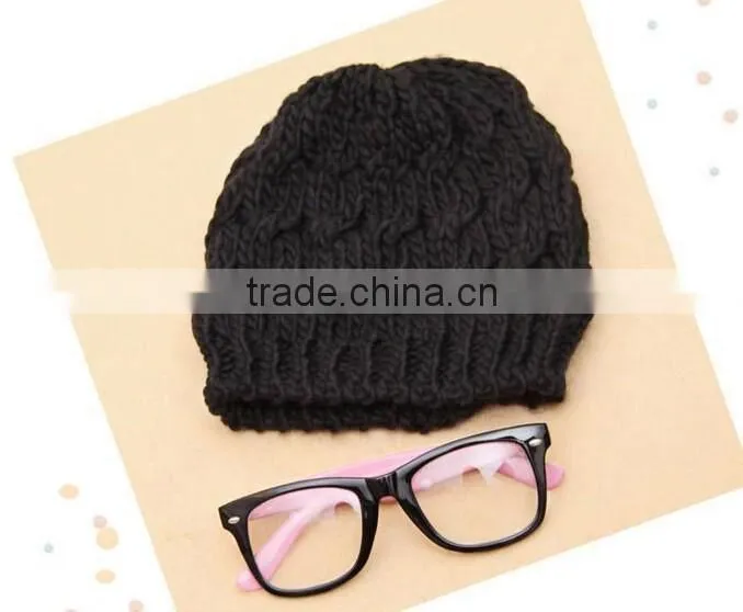 In autumn and winter to keep warm knitting cap couples pur color upset twist cap