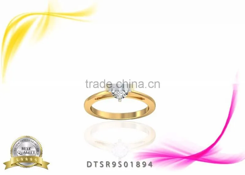 Single Stone White Zircon 14kt Gold Plated Ring