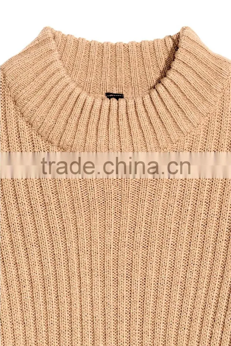 Slim Fitted Tightly Knitted Blank Design Medium High Neck Women Knitwear