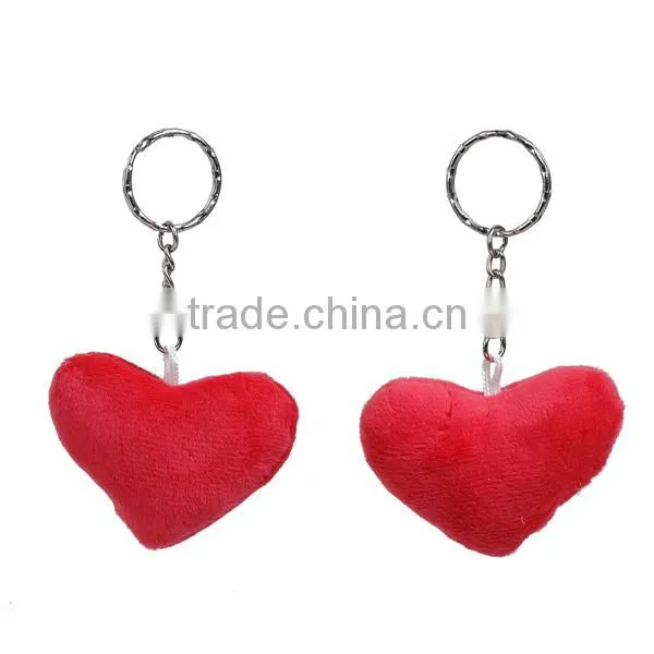 Plush Keychain & Keyring Heart Silver Tone Red Emoji Pattern Carved 10.2cm x 6.1cm